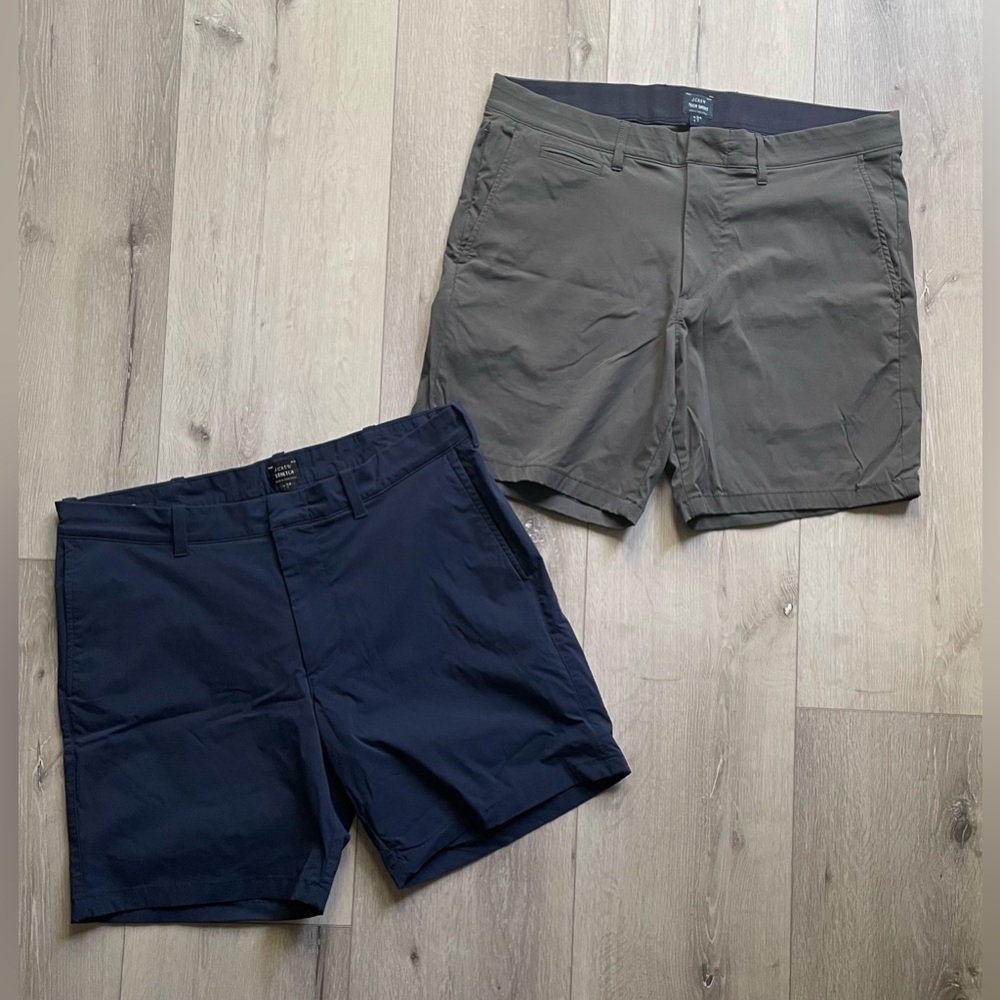J. Crew Tech Short Bundle in Gray and Navy Blue - Stretch Comfort Tech - Size 34